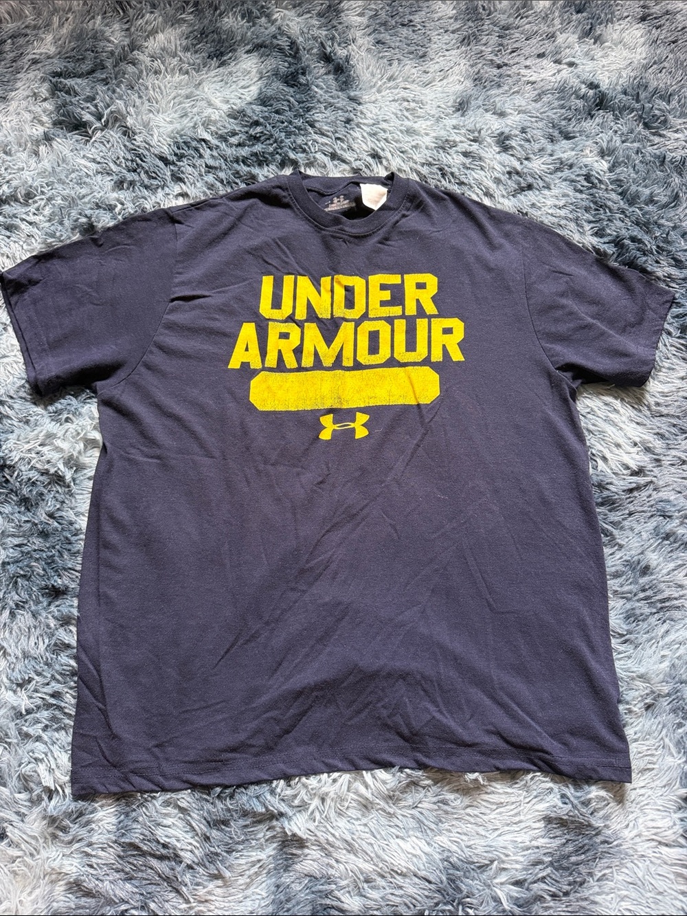 Under Armour Navy Blue Short-Sleeve Tee with Yellow Logo